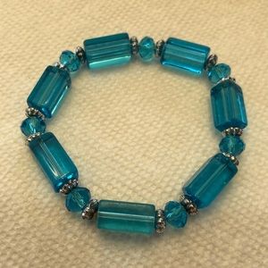 Beautiful Blue And Silver Stretch Bracelet!!!